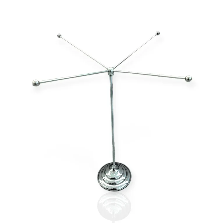 מעמד ארבעה דגלונים שולחני בגימור ניקל בצורת X