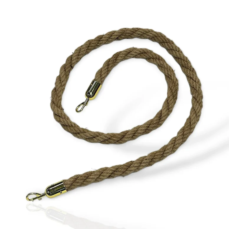 חבל תור סיזל ארוך קרסים זהובים באורך 2 מטר, עובי רגיל