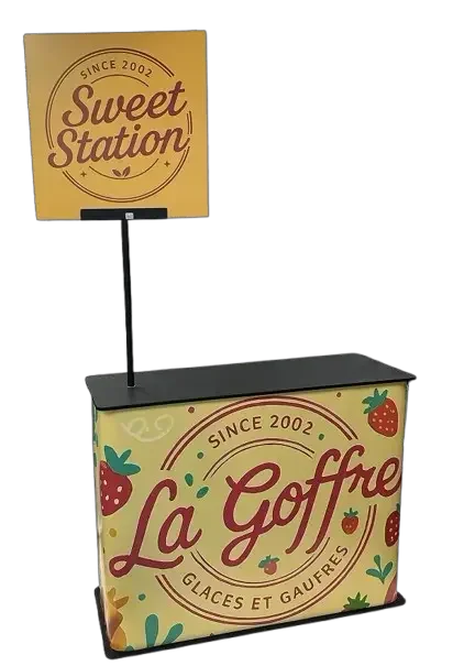 דלפק מלבני עם שלט עליון