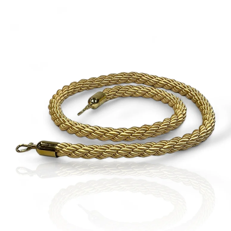 חבל תור זהב שזור באורך 2 מטר, עם קרסים זהובים