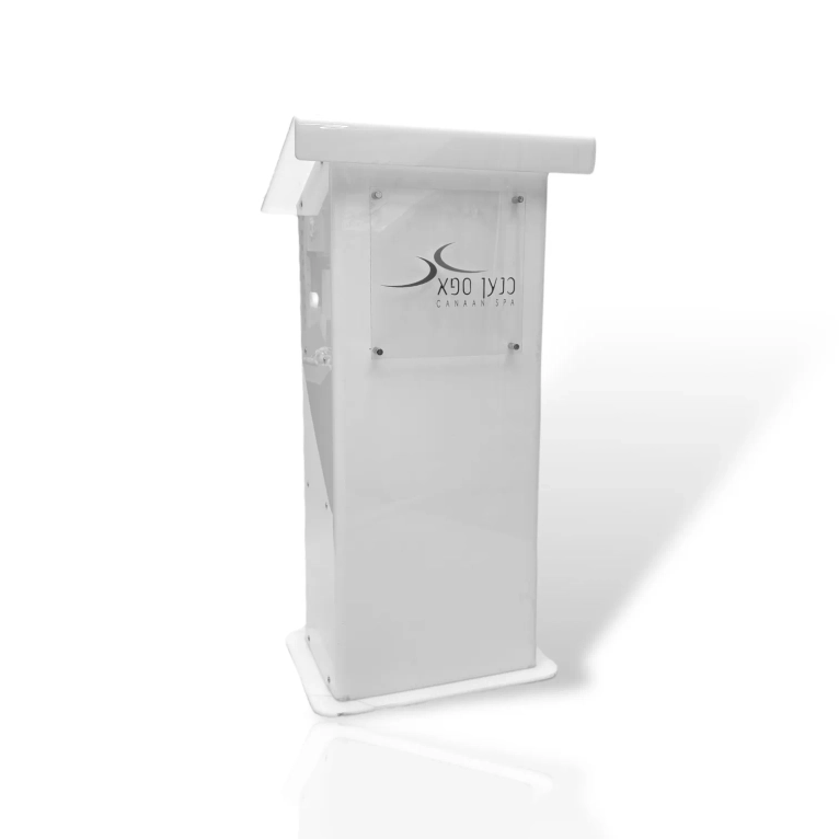 פודיום פרספקס לבן בסיס רחב