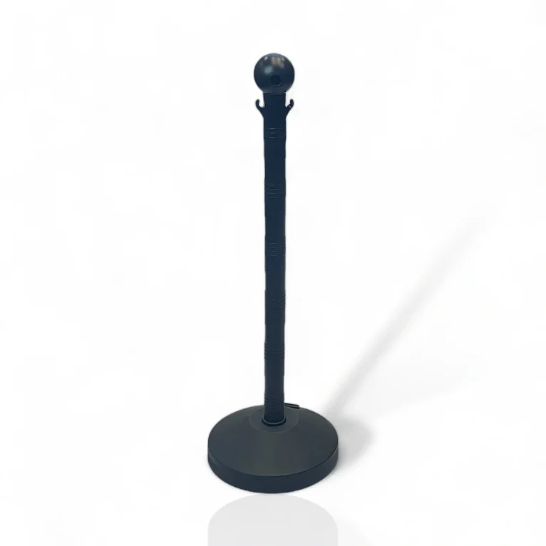 עמוד תור נייד מפלסטיק לתיחום וסימון בתנאי חוץ בצבע שחור