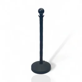 עמוד תור נייד מפלסטיק לתיחום וסימון בתנאי חוץ בצבע שחור
