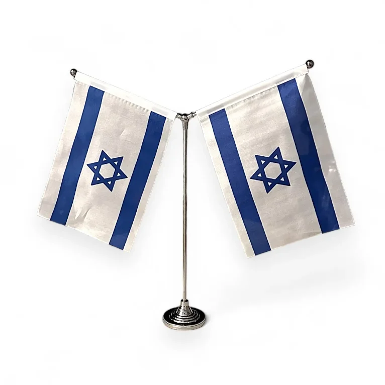 מעמד שולחני לשני דגלונים בצבע ניקל