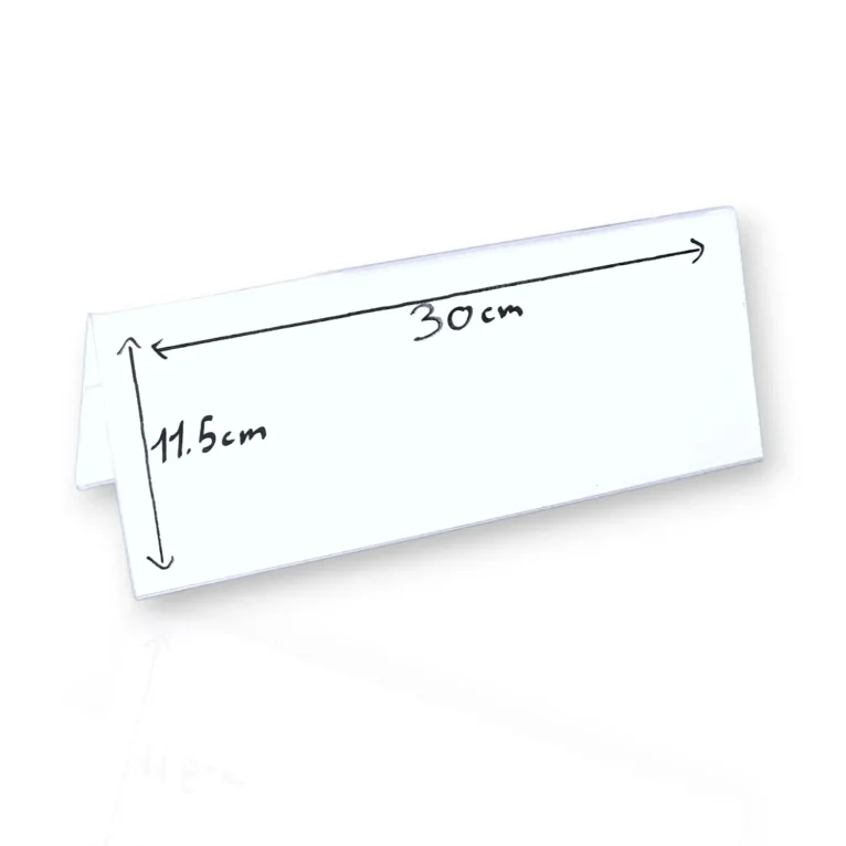 מעמד פרספקס שולחני אוהל שם, דו-צדדי מאוזן, בגודל 11*30 ס״מ מחזיק דף או שלט קטן.