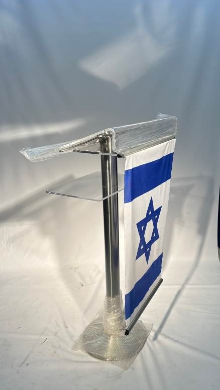 פודיום - דוכן נואם על רגל עם מגש נואם מפרספקס שקוף