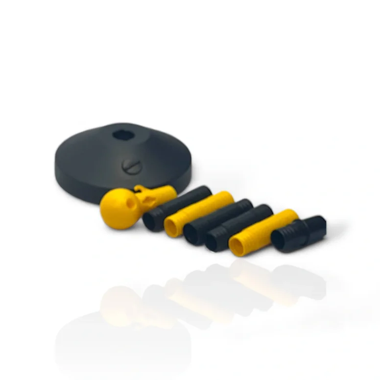 עמוד תיחום וסימון מפורק מפלסטיק בצבעים שחור וצהוב לתנאי חוץ